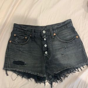 Distressed Gray Levi Shorts